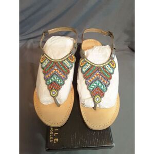 NWT‎ Very Volatile Boho Beaded Sandals Tribal Flat Thongs Women's Shoes Size 7